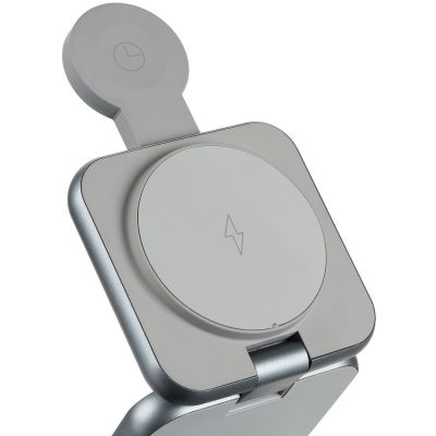 Складная станция беспроводной зарядки Terza, серебристая-4
