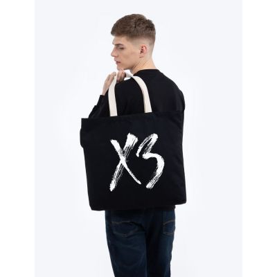 Холщовая сумка «ХЗ» с внутренним карманом, черная с белым-3