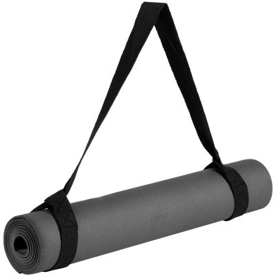 Коврик для йоги и фитнеса с лентой Anga, графит, уценка-0