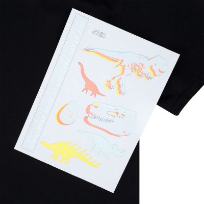 Футболка оверсайз с термонаклейками «Динозавры-прокрастинаторы», черная-1