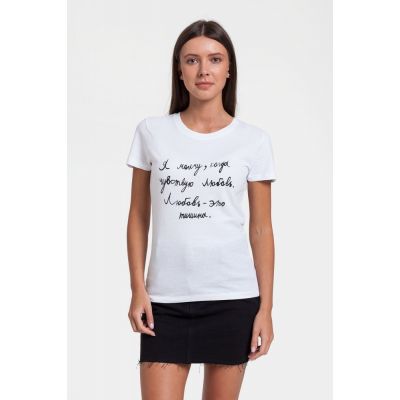 Футболка женская «Любовь — тишина», белая-0