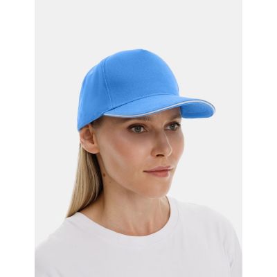 Бейсболка Classic 2.0, синяя с белым кантом-5