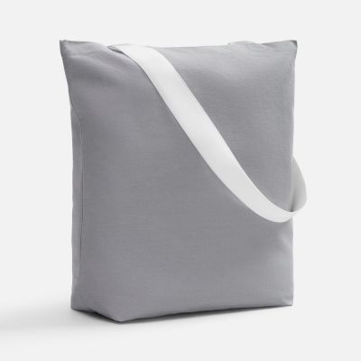 Шопер B5, серый с широкими белыми ручками-0