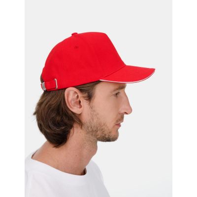 Бейсболка Classic 2.0, красная с белым кантом-10