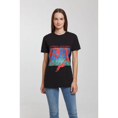 Футболка унисекс «Пренебречь, вальсируем», черная-0