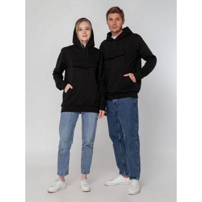 Худи унисекс с карманом на груди Chest Pocket, черное-12