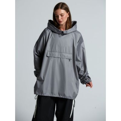 Дождевик-анорак Hard Work, укороченный, серый, единый размер-7