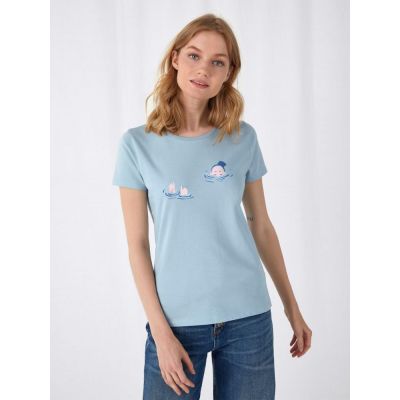 Футболка женская Swimming, серо-голубая-0