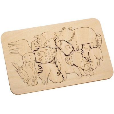 Пазл-раскраска Wood Games, лесные жители-1