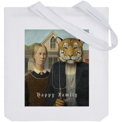 Холщовая сумка Happy Family, белая-0