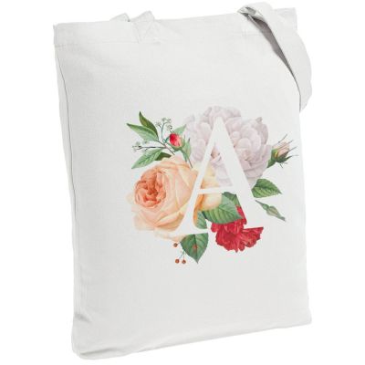 Холщовая сумка «Цветочная азбука: А», молочно-белая-0