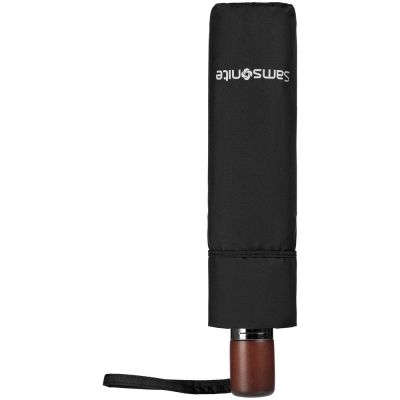 Складной зонт Wood Classic S с прямой ручкой, черный-6