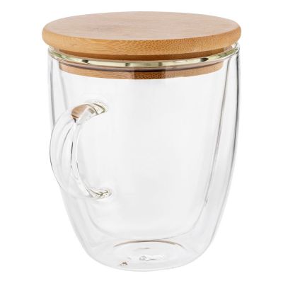 Кружка с двойными стенками Double Wall с бамбуковой крышкой-2