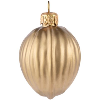 Елочная игрушка «Грецкий орех» в коробке, матовое золото-1