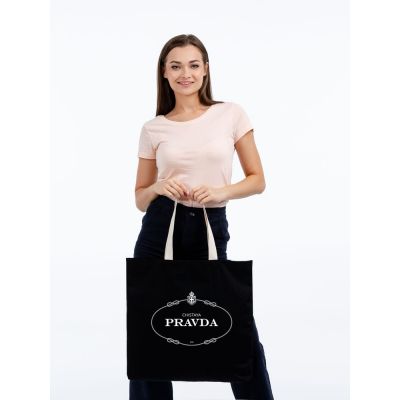 Холщовая сумка с внутренним карманом Pravda, черная-2