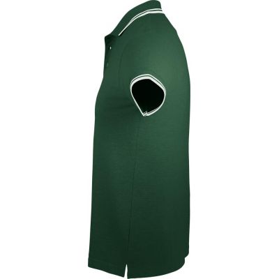 Рубашка поло мужская Pasadena Men 200 с контрастной отделкой, зеленая с белым-2