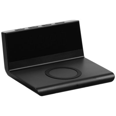 Станция беспроводной зарядки с часами Electron, ver.2, черная-2