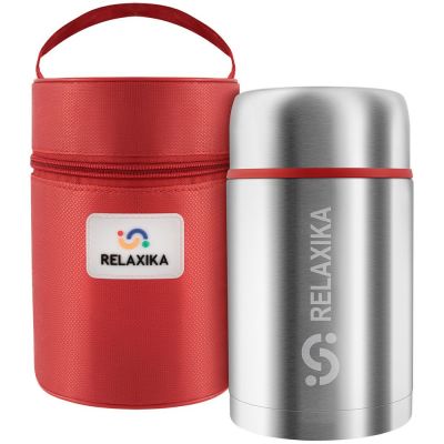 Термос для еды Relaxika 700, в чехле, стальной-0