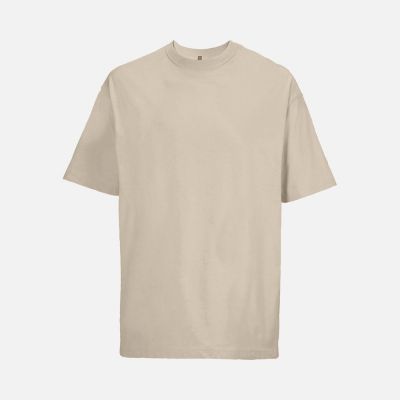 Футболка оверсайз мужская Boxy Men, бежевая (льняная)-0