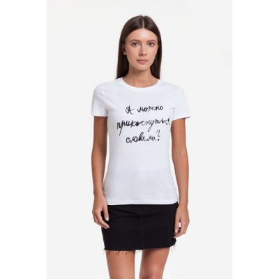 Футболка женская «Прикоснуться словами», белая-0