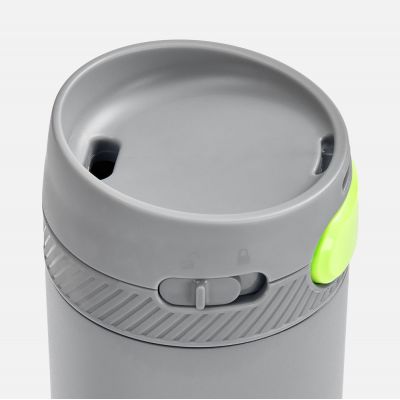 Термостакан X1 с цветной кнопкой, серый с желтым-3