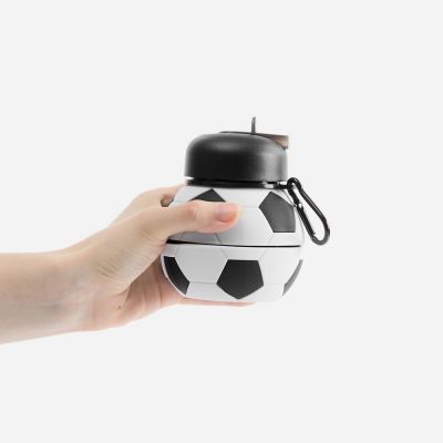 Складная бутылка для воды Football Flex, белая с черным-5