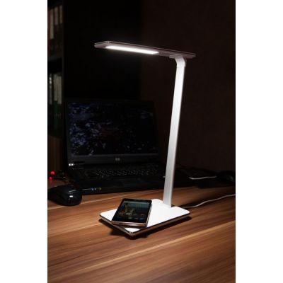 Настольная лампа с беспроводной зарядкой Power Spot, белая-9