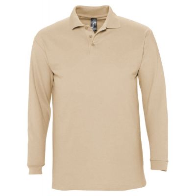 Рубашка поло мужская с длинным рукавом Winter II 210 бежевая-0
