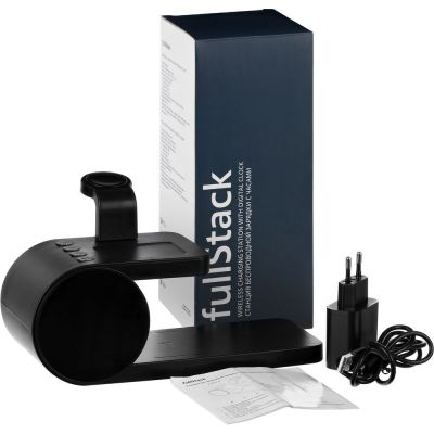 Станция беспроводной зарядки с часами fullStack, черная-12