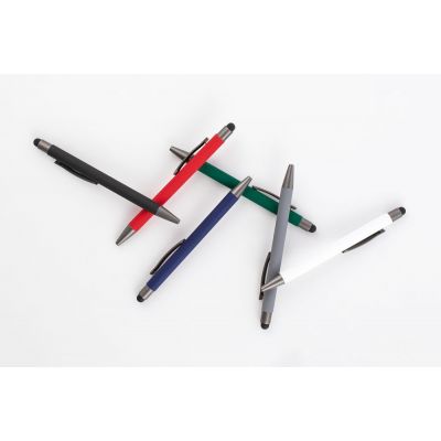 Ручка шариковая Atento Soft Touch со стилусом, зеленая-4