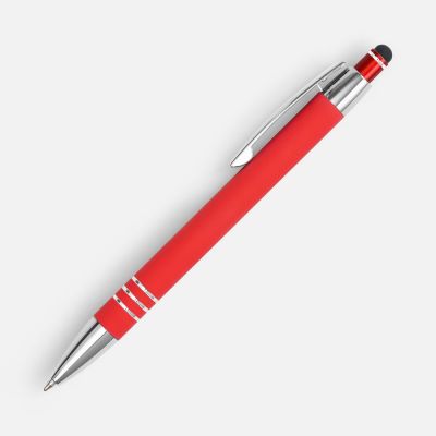 Ручка шариковая Sansen Soft Touch со стилусом, красная-1