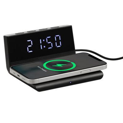 Станция беспроводной зарядки с часами Electron, ver.2, черная-0