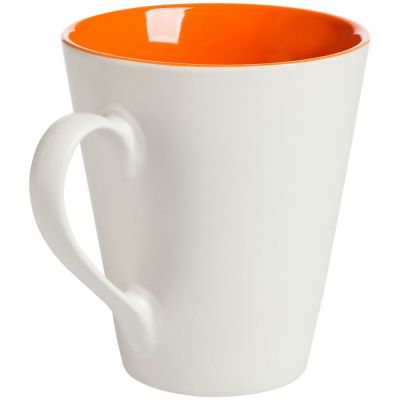 Кружка New Bell матовая, белая с оранжевым-1