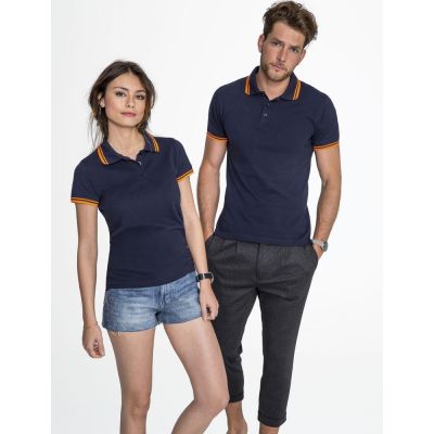 Рубашка поло мужская Pasadena Men 200 с контрастной отделкой, зеленый лайм с белым-5