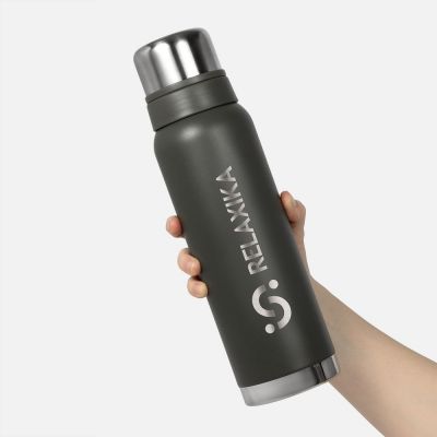 Термос Relaxika 1000 со стикерпаком, хаки-7