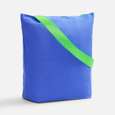 Шопер B5, синий с широкими зелеными ручками-0