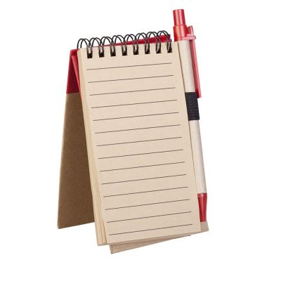Блокнот на кольцах Eco Note с ручкой, красный-2