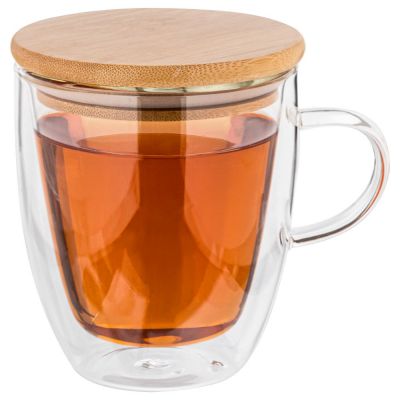 Кружка с двойными стенками Double Wall с бамбуковой крышкой-0