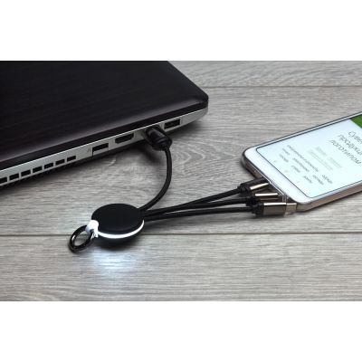 Кабель-брелок с подсветкой логотипа Lite Omniline-3