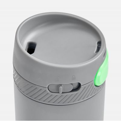 Термостакан X1 с цветной кнопкой, серый с зеленым-2
