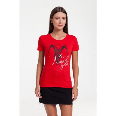 Футболка женская «Любовь зла», красная-1