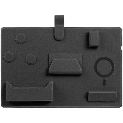 Настольный органайзер с беспроводной зарядкой Oiro, черный-4