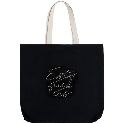 Холщовая сумка с вышивкой Esto Quod Es, черная-2