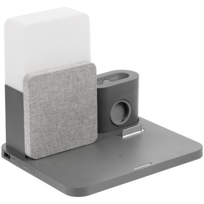 Зарядная станция с часами и подсветкой Large Charge, серая-4