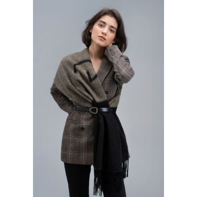 Палантин Charming, черный с бежевым-13