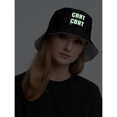 Панама «Свят-свят» двусторонняя, черная с серым-2