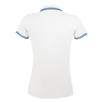 Рубашка поло женская Pasadena Women 200 с контрастной отделкой, белая с голубым-1