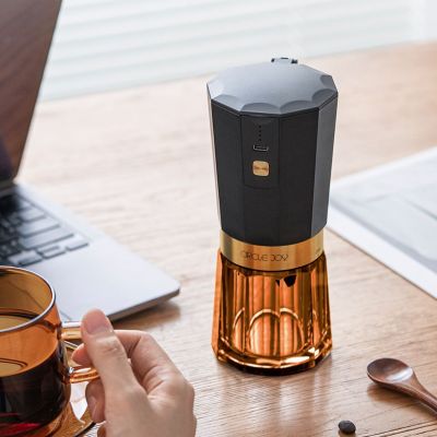 Портативная кофемолка Electric Coffee Grinder, черная с оранжевым-6