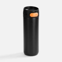 Термостакан X1 с цветной кнопкой, черный с оранжевым