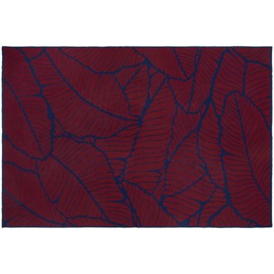 Плед In Leaf, синий с бордовым-3